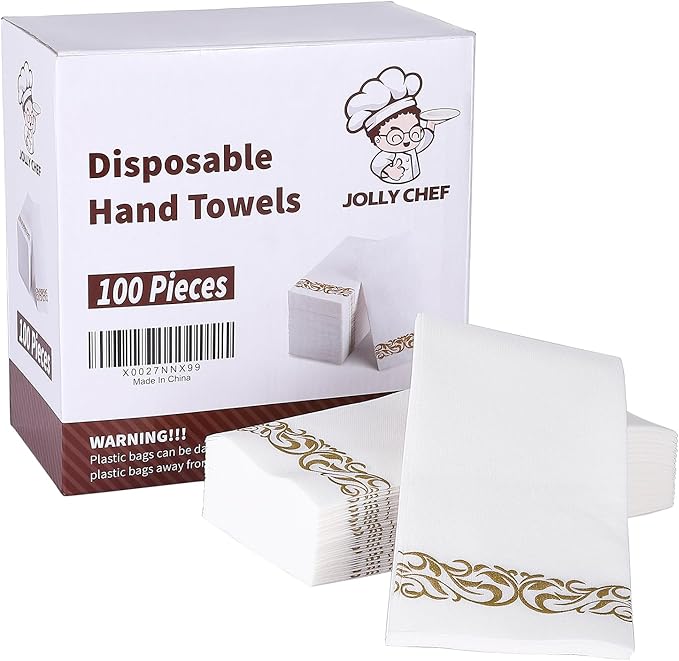 JOLLY CHEF 100 Disposable Hand Towels, Soft and Absorbent Linen Feel Dinner - Image 7