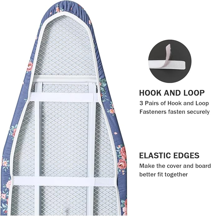 Ironing Board Cover and Pad Standard Size 15" x 54", 3 Pairs of Hook and Loop - Image 4