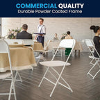 Flash Furniture Hercules Series Plastic Folding Chairs for Parties and Weddings, Stackable Commercial Event Seats with 650-lb. Static Weight Capacity, Set of 6, White - Image 9