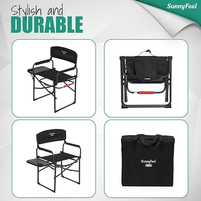 SUNNYFEEL Camping Directors Chair, Heavy Duty,Oversized Portable Folding Chair with Side Table, Pocket for Beach, Fishing,Trip,Picnic,Lawn,Concert Outdoor Foldable Camp Chairs - Image 7