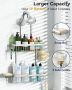 YASONIC Shower Caddy Hanging, Never Rust Shower Organizer Hanging, Aluminum - Image 3