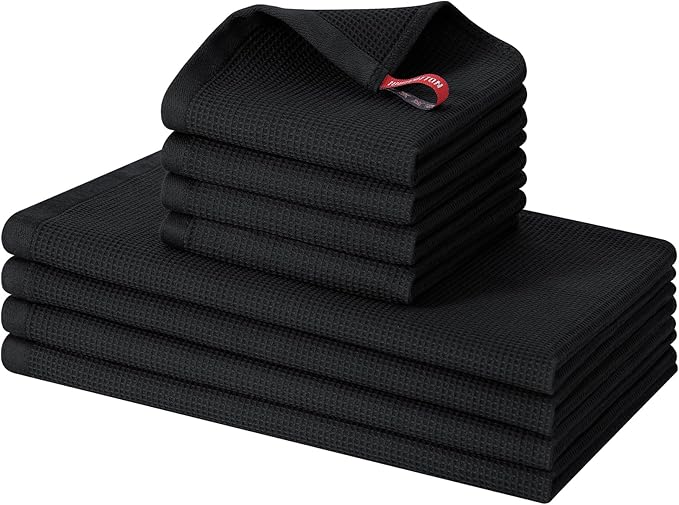 Homaxy 100% Cotton Kitchen Towels and Dishcloths Set by Homaxy