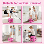 ACSTEP Folding Step Stool 11 Inch, Sturdy Plastic Foldable Step Stool for Kids & Adults, Non Slip Lightweight Collapsible Foot Stools Holds 300 lbs, Ideal for Kitchen, Bathroom, Bedroom, Rose red - Image 5