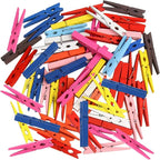 KIMOBER 2.83Inch Wooden Clothespins, Large Mixed Colored Craft Wood Pins Pegs by KIMOBER
