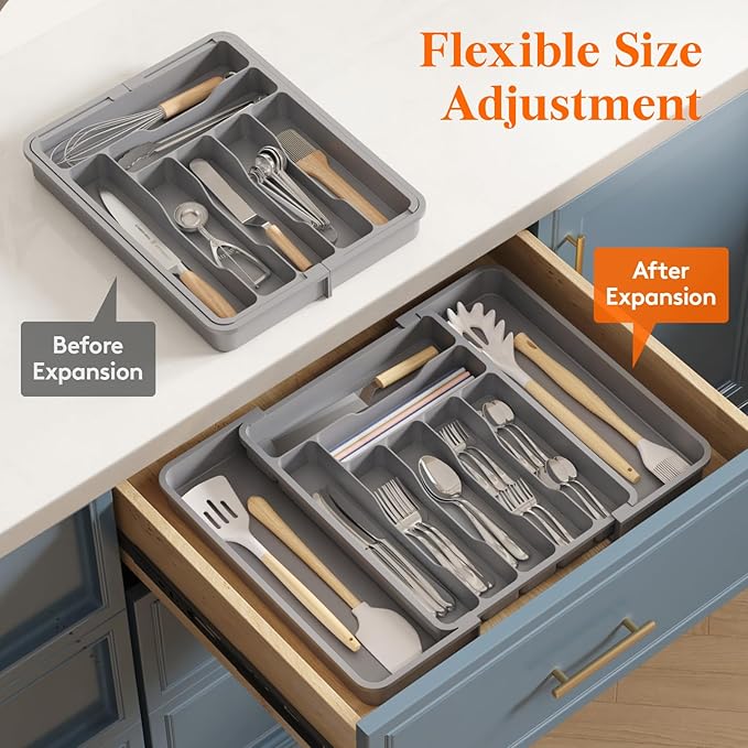 Lifewit Utensil Organizer for Kitchen Drawer, Expandable Cooking Silverware Tray - Image 7