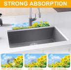 2 Pack Sunflower Field Sink Faucet Absorbing Mat Sunflowers Blooming Super - Image 5