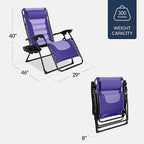Best Choice Products Oversized Padded Zero Gravity Chair, Folding Outdoor Patio Recliner, XL Anti Gravity Lounger for Backyard w/Headrest, Cup Holder, Side Tray, Polyester Mesh - Purple/Violet - Image 2