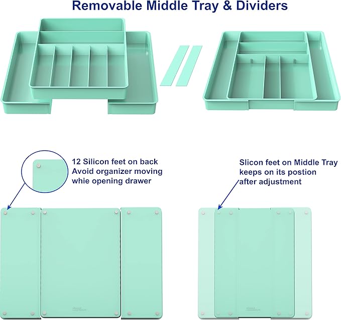 Simple Houseware Expandable Kitchen Drawer Flatware Organizer - Image 4