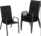 MAMIZO Patio Dining Chairs, Stackable All Weather Teslin Chair, Heavy Duty Outdoor Breathable Chairs Set, w/Armrests, Upgraded Chair FeetW/Strenthened Iron Spacers, 330 LBS (6, Black) by MAMIZO