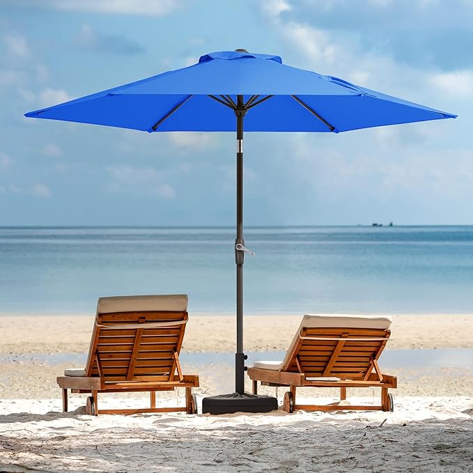 JEAREY 7.5FT Patio Umbrella Outdoor Market Umbrella with 6 Sturdy Ribs, Push Button Tilt/Crank Table Umbrella for Garden, Deck, Backyard and Pool, Royal Blue - Image 8