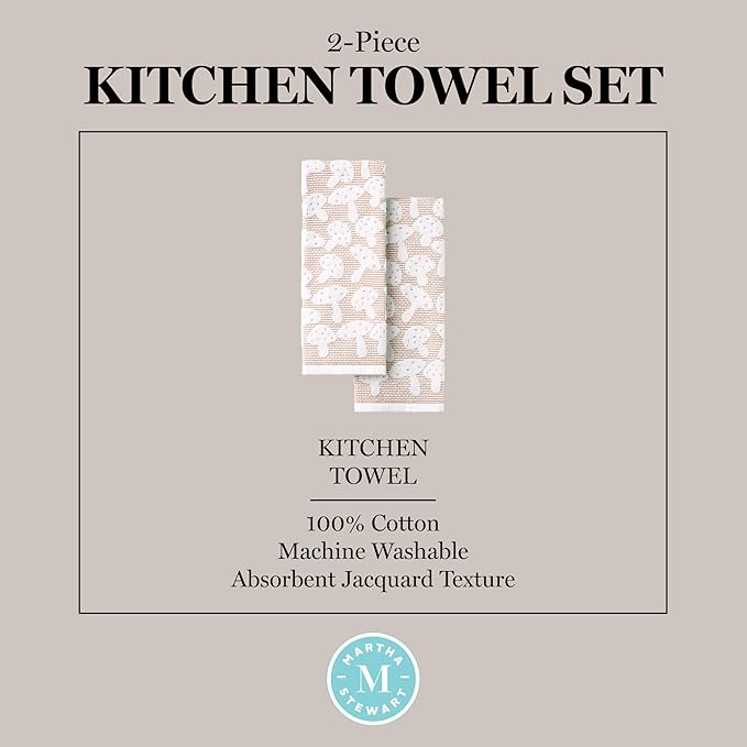 Martha Stewart Woodland Harvest Jacquard Mushrooms Kitchen Towel 2-Pack Set - Image 4