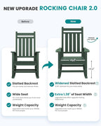SERWALL Oversized Outdoor Rocking Chair Set of 4, HDPE Rocker for Adults, Patio Rocking Chairs for Porch, Green - Image 5