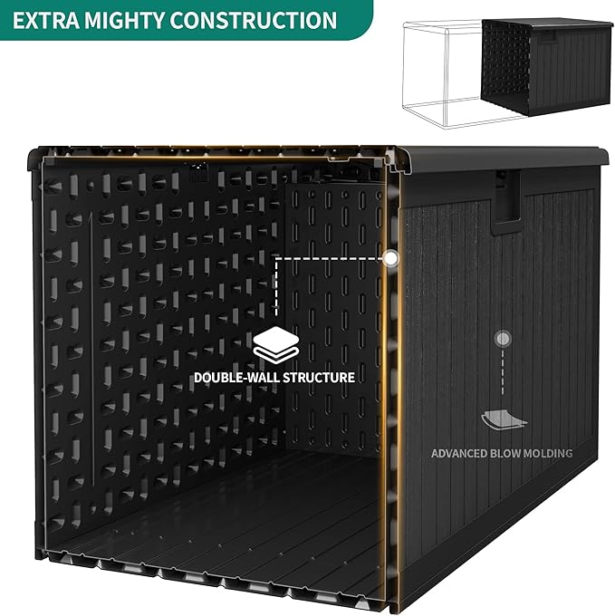 YITAHOME XXL 230 Gallon Large Deck Box,Outdoor Storage for Patio Furniture Cushions,Garden Tools with Flexible Divider,Waterproof,Lockable (Black) - Image 2