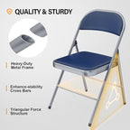 VINGLI 20 Pack Folding Chairs with Padded Seats, Metal Frame with Pu Leather Seat & Back, Capacity 350 lbs, Blue - Image 4