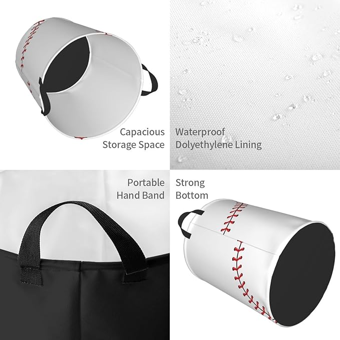 Baseball Texture Laundry Hamper Bag - Image 4