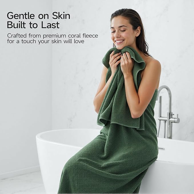 REDKISS 4 Pack Premium Bath Towels, Plush Coral Fleece Towels - Image 5