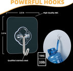 Adhesive Wall Hooks for Hanging, 50 Pack Heavy Duty Stainless Self Sticky Hooks - Image 2