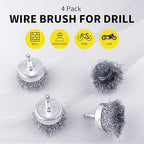 2 Pack WENORA Wire Brush Set for Drill, 1/4 Inch Hex Shank, 0.010 Inch Coarse - Image 3