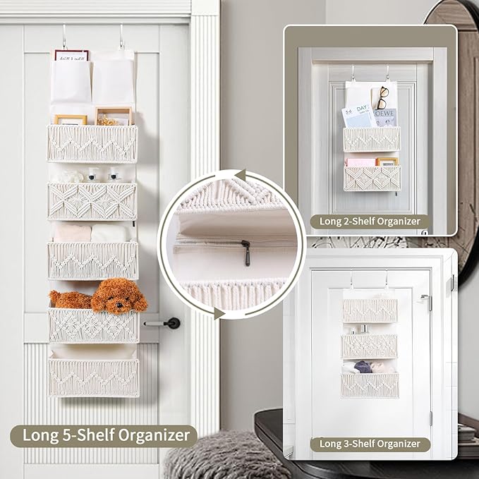 ANTIS'S HOME Over the Door Organizer Macrame Boho Nursery Storage - Image 2