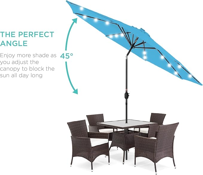 Best Choice Products 10ft Solar Polyester LED Lighted Patio Umbrella w/Tilt Adjustment and UV-Resistant Fabric - Image 2