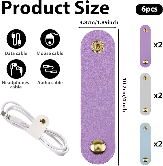 6Pcs Leather Cable Organizer - Image 2