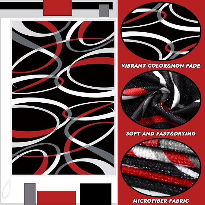 Boyiee Set of 6 Red Black Grey White Kitchen Towels Modern Geometric Dish Hand - Image 6