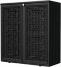 Outdoor Storage Cabinet Waterproof with Shelf,Resin Storage Sheds Outdoor Cabinets for tub Towels/Chemicals/Grill Items/Patio/Garden/Backyard, Size 34.3''L*15''W*36.2''H（Black） by Mrosaa