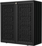 Outdoor Storage Cabinet Waterproof with Shelf,Resin Storage Sheds Outdoor Cabinets for tub Towels/Chemicals/Grill Items/Patio/Garden/Backyard, Size 34.3''L*15''W*36.2''H（Black） by Mrosaa