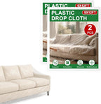 2-Pack 9x12 ft Painter Plastic Drop Cloths Sheet, Waterproof Anti-dust Cover by Unknown