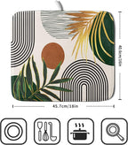 Boho Leaves Dish Drying Mat 16x18 inch Mid Century Absorbent Drainer Rack Mats - Image 2