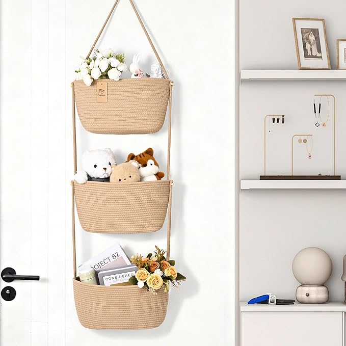 Hanging Basket, 3-Tier Wall Baskets, Over the Door Organizer - Image 4