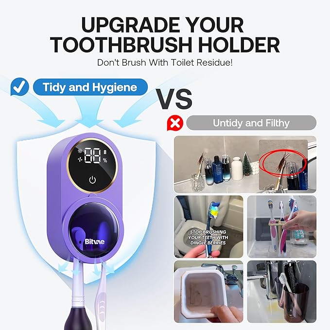 Bitvae Tooth Brush Holder for Bathroom, Infrared Sensing Toothbrush Cleaner - Image 5