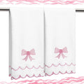 2 Pcs Scalloped Hand Towels 100% Cotton Fingertip Towels by Hahafelt
