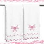 2 Pcs Scalloped Hand Towels 100% Cotton Fingertip Towels by Hahafelt