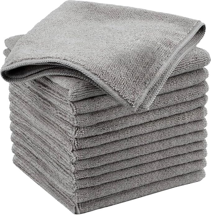 Microfiber Cleaning Cloth Grey 12 Pack Premium Microfiber Towels by MIRACLEAN