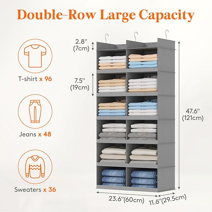 Lifewit Dual-Row Shelf Hanging Closet Organizer and Storage, Clothes Shelves - Image 2