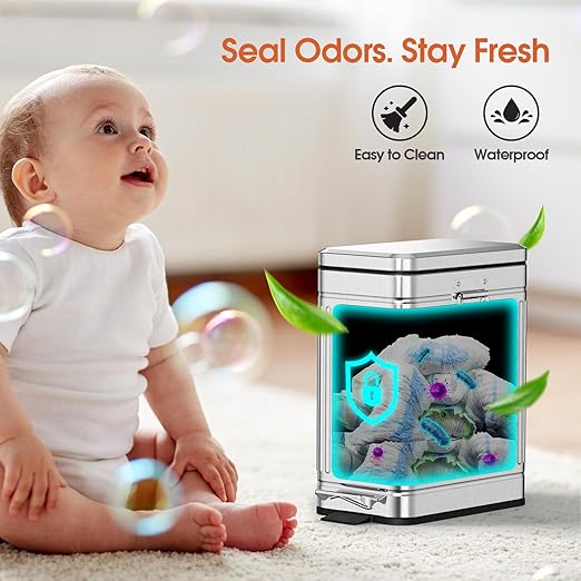 Small Bathroom Trash Can with Lid Soft Close, 6L / 1.6 Gallon Stainless Steel - Image 5