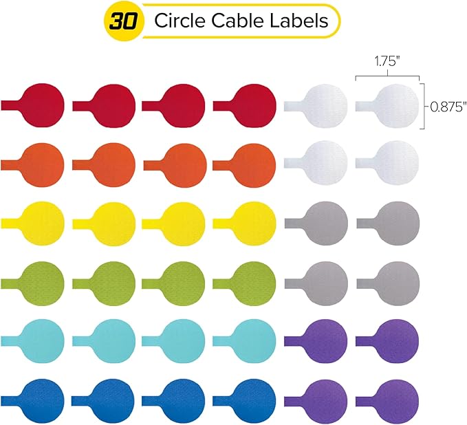 Cable Labels - Wrap-It Storage - Circles, Wire Tags Write on Surface - Image 4
