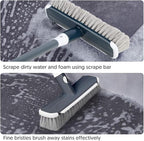 Floor Scrubber with Long Handle, 2 in 1 Scrubbing Brush Stiff Bristle Shower - Image 2