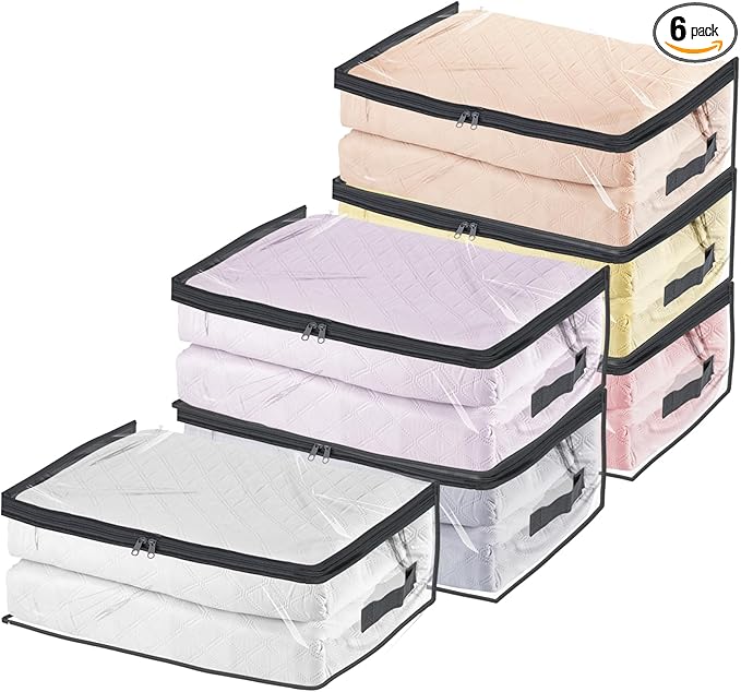 Fixwal 6pcs Clear Blanket Storage Bags by Fixwal