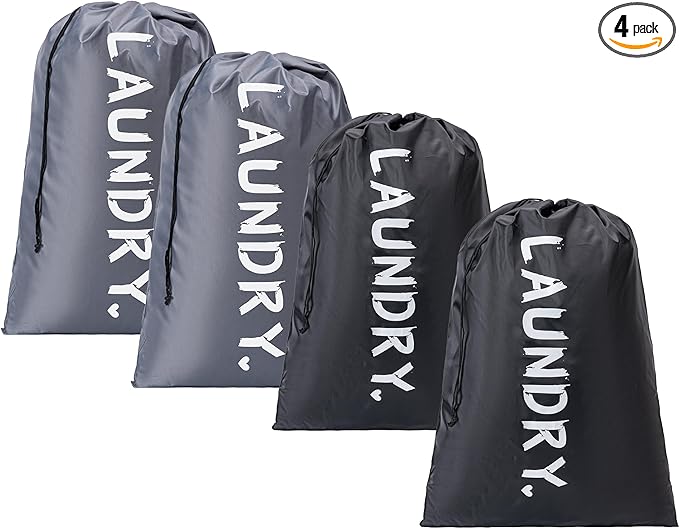4 Pack XL Travel Laundry Bag, Machine Washable Dirty Clothes Organizer by Unknown