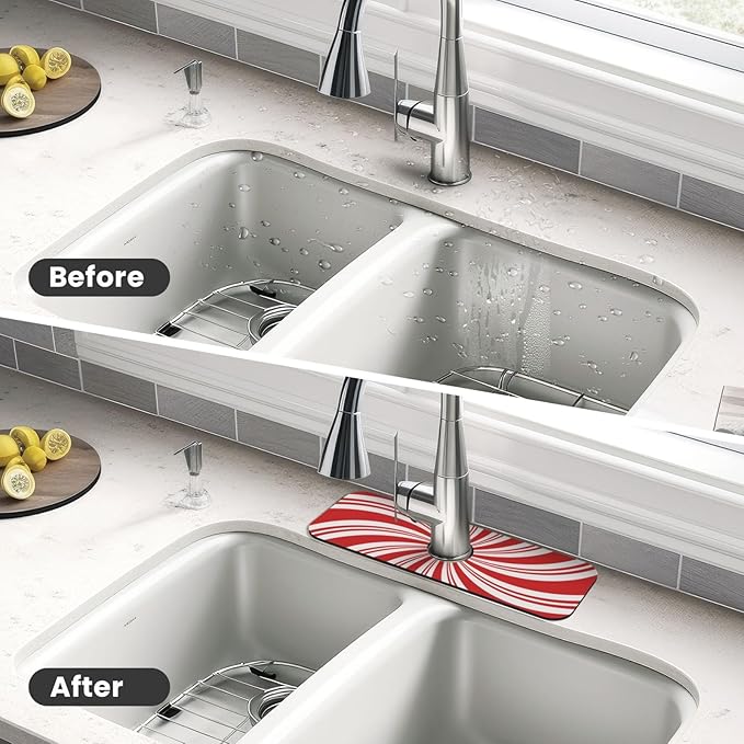 Red And White Candy Swirl Stripe Striped Mint Sugar Candy Cane Themed Kitchen - Image 4