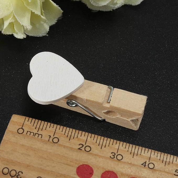 50 Pieces Mini Heart Wooden Clips Clothespins Photo Paper Peg Pin Craft - Image 4