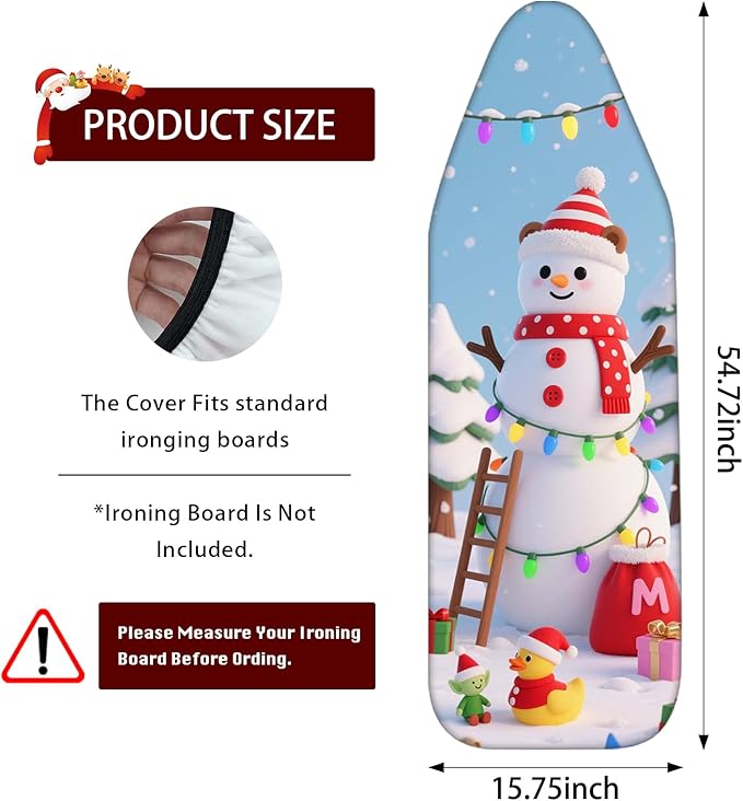 Nuxovilar Ironing Board Cover Winter Snowman Pattern Polyester 15x54 Inches - Image 3