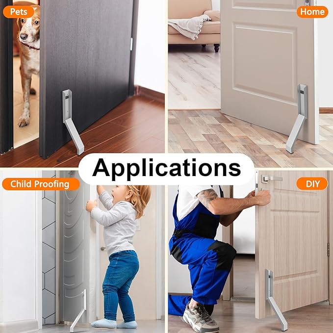 Door Stop, No Drilling Door Stoppers to Keep Door Open, Easy Pedal Kick Down - Image 3