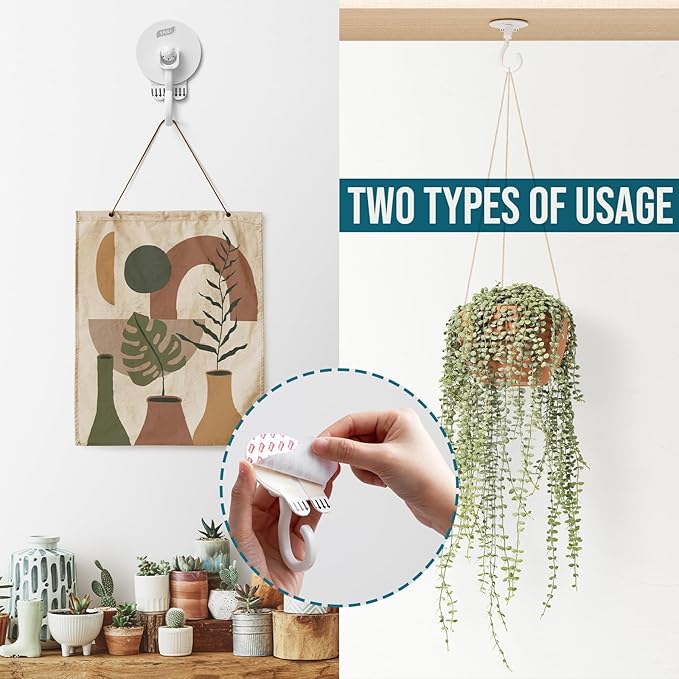 TAILI Adhesive Ceiling Hooks for Hanging Plants, Heavy Duty No-Drill Removable - Image 5