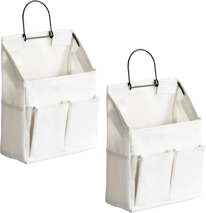 2pcs Wall Hanging Storage Bag, Small Door Closet Linen Fabric Pockets Organizer by HZZTYBRNY