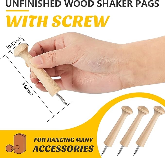 20 Pieces Wooden Shaker Peg Screw-on Pegs 3.62 Inch Long Unfinished Wood Shaker - Image 2