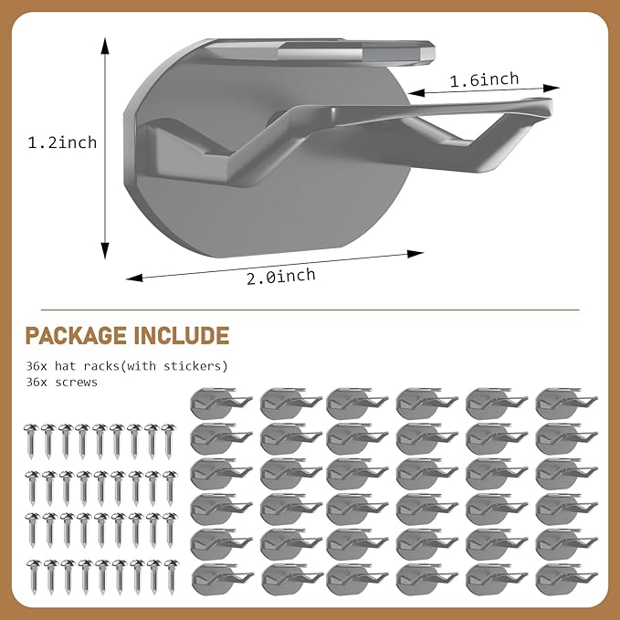 36 Pack Adhesive Hat Hooks for Wall, Super Strong Hat Rack for Baseball Caps - Image 4
