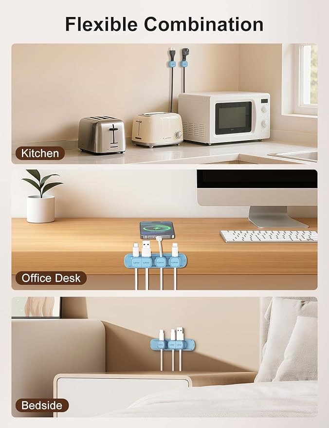 6 Pack Magnetic Cable Clips, Laitver Cord Organizer Holder Strong Adhesive Desk - Image 5